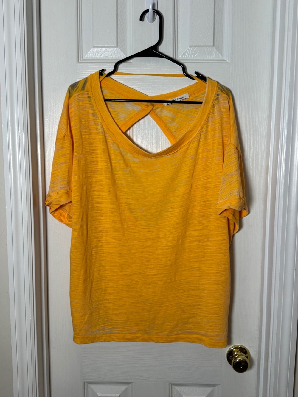 We The Free Viola Open Back Tee Free People vibrant colorway Bright Mango Large